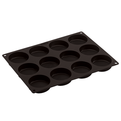 Forma de silicone preta para muffin com 12 cavidades