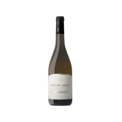 Garrafa de vinho branco Chão da Quinta com rótulo e tampa preta