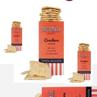 Pack de bolachas vegan Diplomatía com sabor a pimenta vermelha