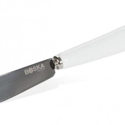 Espátula de manteiga com cabo branco e lâmina metálica BOSKA