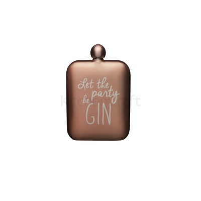 Cantil dourado com frase decorativa Let the party be GIN