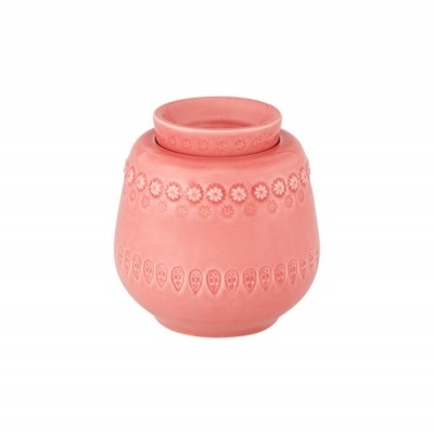 Jarro decorativo coral em cerâmica com padrões em relevo