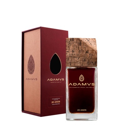 Frasco de licor Adamvs 20 Anos com caixa bordeaux
