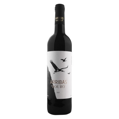 Garrafa de vinho tinto Arribas Douro 2021 com rótulo branco e preto