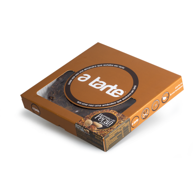 Embalagem de tarte de noz pecan com janela transparente