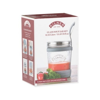 Caixa de conjunto de sopa em vidro Kilner com frasco, tampa e colher