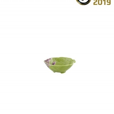 Taça verde em forma de folha com detalhes lilás, selo German Design Award 2019