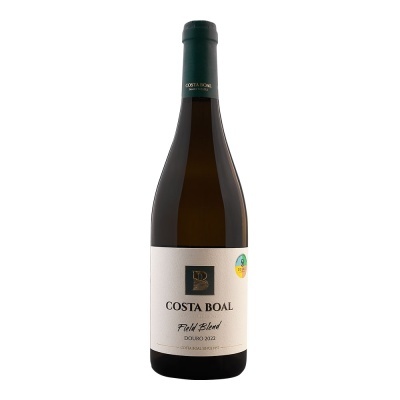 Garrafa de vinho Costa Boal Field Blend Douro 2022 com rótulo branco
