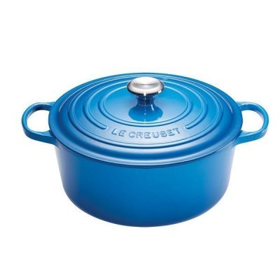 Caçarola azul Le Creuset com tampa e pegas laterais