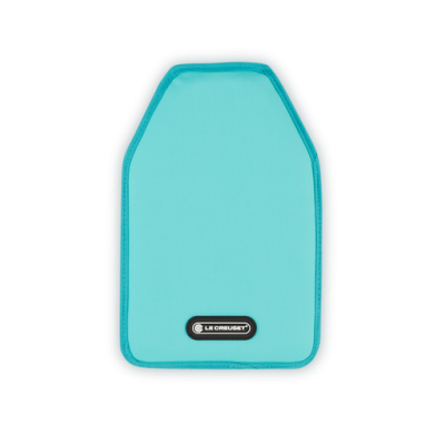 mochila azul claro Coldshield com bordas pretas e etiqueta LA CROSSETTE