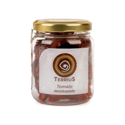 Frasco de tomate desidratado Terrius com tampa dourada