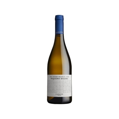 Garrafas de vinho branco Pequeno Dilema com rolha azul