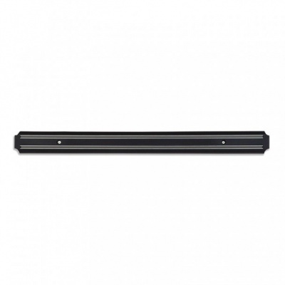 Barra magnética preta metálica com duas ranhuras e furos para fixação