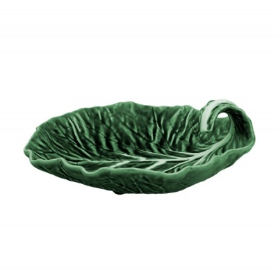 Prato decorativo verde em forma de folha com textura