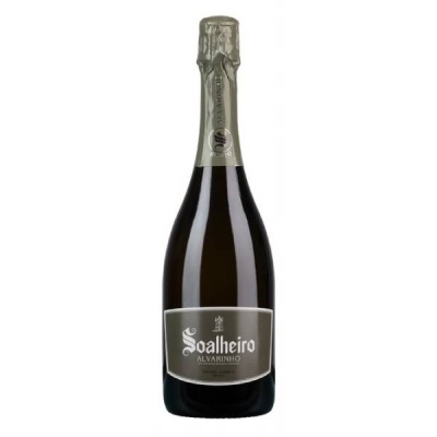 Garrafa de vinho espumante Soalheiro Alvarinho com rótulo cinza