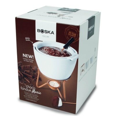 Embalagem de fondue de chocolate BOSKA Choco Fondue Marie branca com suporte metálico