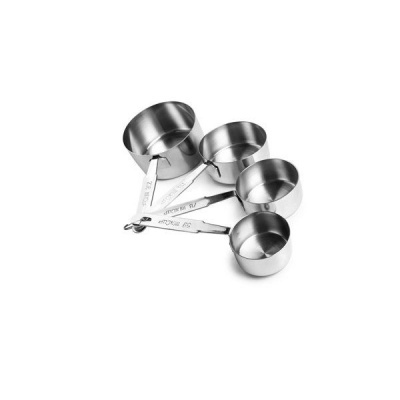 Conjunto de quatro medidores de cozinha em aço inoxidável empilhados