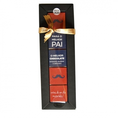 Embalagem de chocolates para o melhor pai com fita dourada