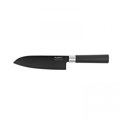 Faca de cozinha preta com texto BRISA ART SANTOKU