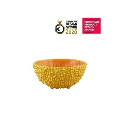 Tigela amarela texturizada com prémios de design