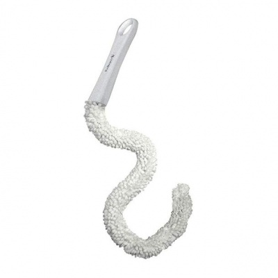 Pente para barba branco com cabo cinza e corpo felpudo em espiral