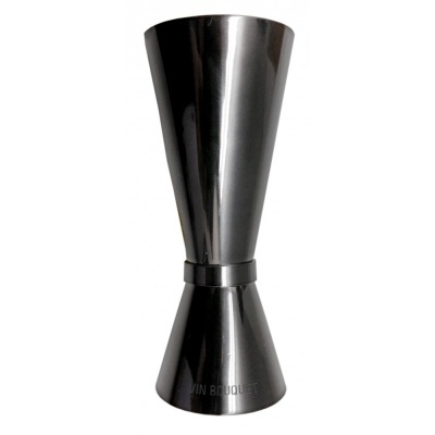 Doseador metálico prateado conico com texto ALVIN BOUQUET