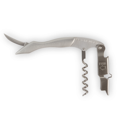 Saca-rolhas multifuncional metálico prateado