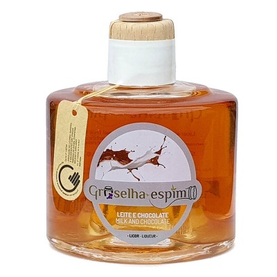 frasco de licor de leite e chocolate com tampa de cortiça