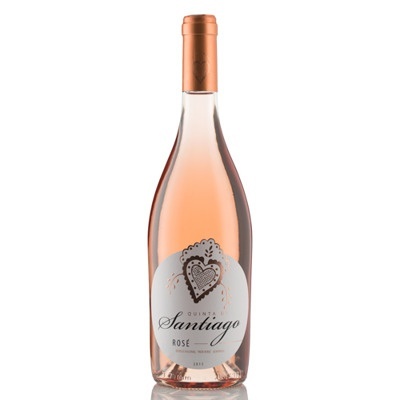 garrafa de vinho Rosé Quinta de Santiago com etiqueta e cápsula cobre