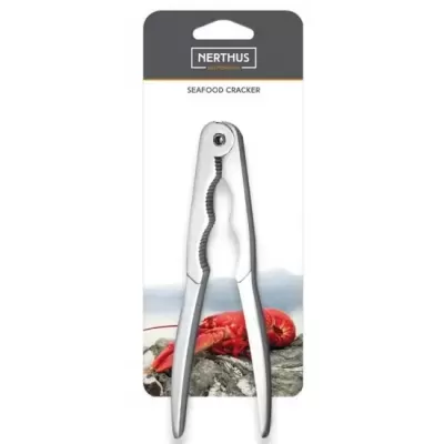 Descascador de mariscos de metal com embalagem da marca NERTHUS e imagem de lagostim