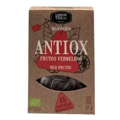 Embalagem de chá Antiox frutos vermelhos biológico com janela e 15 saquetas biodegradáveis
