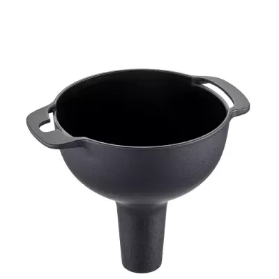 Funil de cozinha preto com pegas laterais