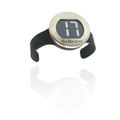 Pulseira digital Vin Bouquet com visor circular e bracelete preta