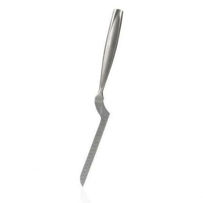 Espátula de bolo em aço inoxidável com cabo curvado e lâmina comprida