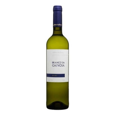Garrafa de vinho Branco da Gaivosa com rótulo branco e tampa azul