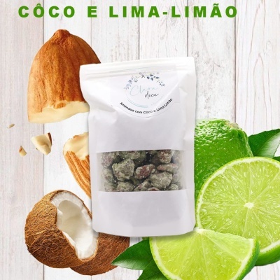 Embalagem de amêndoas com côco e lima-limão