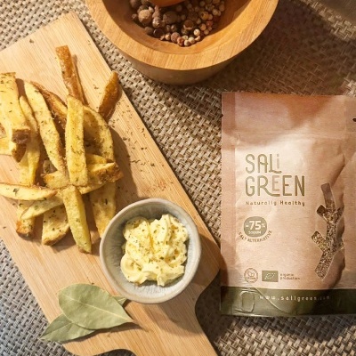 Pacote Sal Green, batatas fritas, maionese, almofariz com pimenta em grão