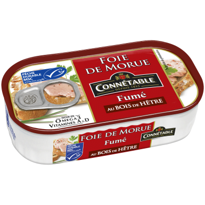 Lata de Foie de Morue fumado Connetable em embalagem vermelha