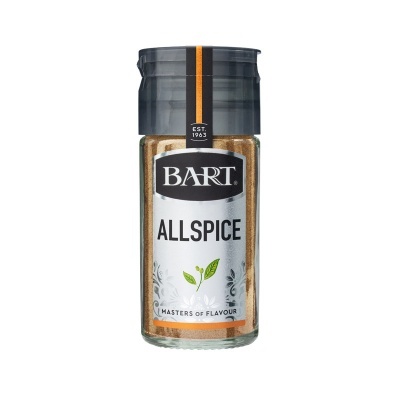 Frasco de tempero BART Allspice com rótulo branco e tampa preta