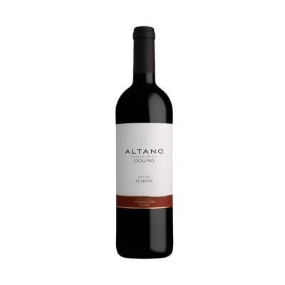 garrafa de vinho tinto Altano Douro Reserva com rótulo branco e castanho