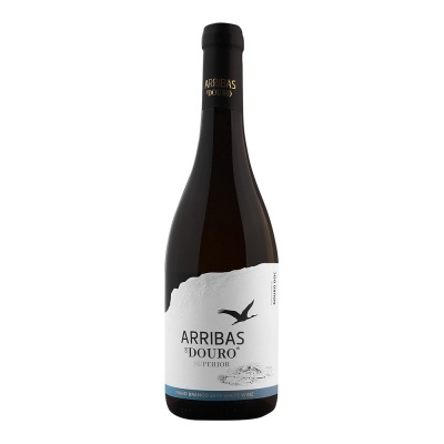 Garrafa de vinho branco Arribas do Douro Superior com pássaro no rótulo