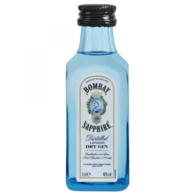 Mini garrafa azul de Bombay Sapphire gin, 5cl