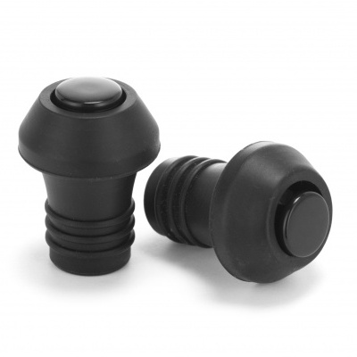 Duas rolhas pretas de silicone com design cónico