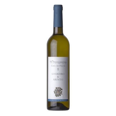 Garrafa de vinho branco com rótulo Casa de Paços Loureiro & Arinto
