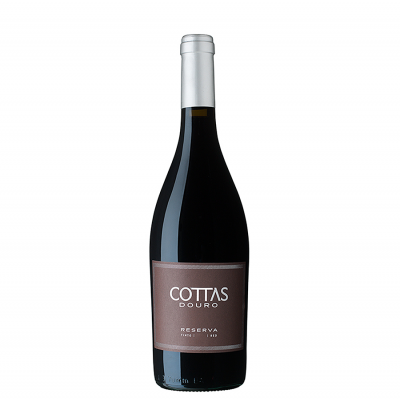 Garrafa de vinho tinto COTTAS DOURO RESERVA com rótulo castanho escuro