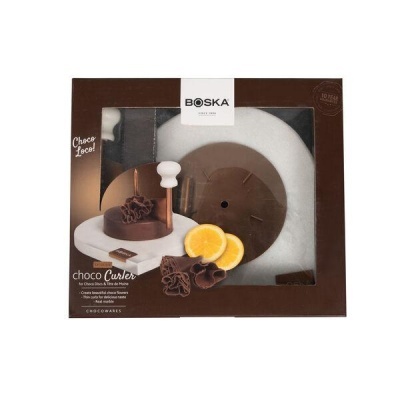 Conjunto para enrolar tiras de chocolate Boska Choco Curler em embalagem castanha com janela