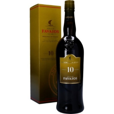 Garrafa de vinho do Porto Favaios 10 anos com embalagem dourada