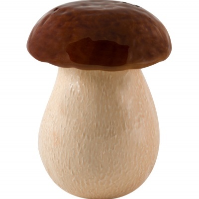 Figura decorativa de cogumelo castanho e bege