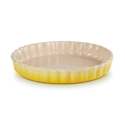 Forma redonda para tarte cerâmica creme e amarela