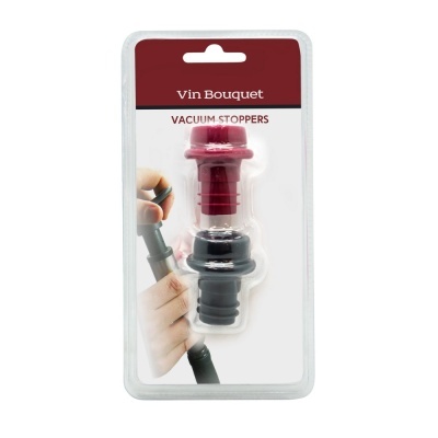 Conjunto de tampas a vácuo Vin Bouquet vermelho e preto em embalagem blister